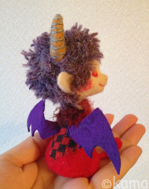 アートドール　悪魔っこ幻獣　羊毛フェルト 羊毛フェルト＊小さい幻獣シリーズ32〜34 天使悪魔堕天使
